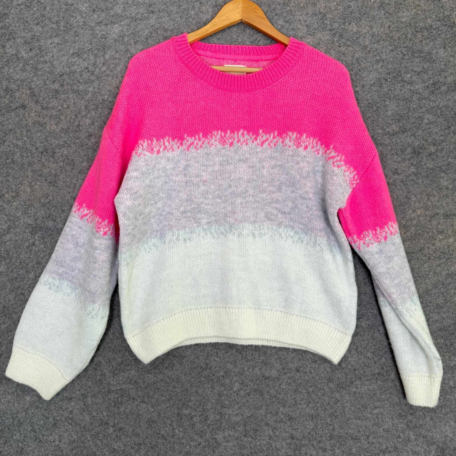 Anthropologie Maeve Gradient Colorblock Sweater Women XL Pink Gray Knit Pullover
