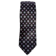 Hugo Boss Mens Black Silk Tie Purple Diamond Print Narrow NWT
