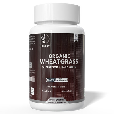 Heroot Wheatgrass 1000 mg Capsules Herbal Dietary Supplement 60 Capsules