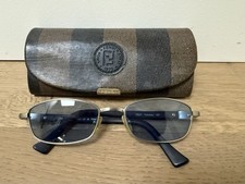 Vintage Fendi FS227 Palladium silver tone Sunglasses with Blue Lenses and Case