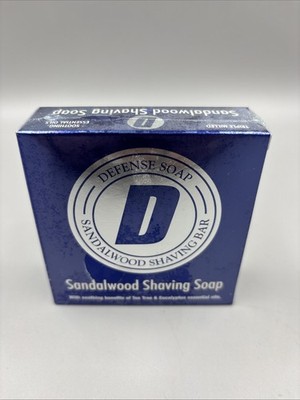 Defense Sandalwood Shaving Soap Bar 3.5oz  Essential Oils Eucalyptus Tea Tree