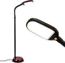 High-brightness LED floor reading lamp, height adjustable, Havana brown.