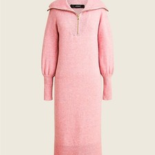 J. Crew Pink Half-zip sweater-dress in Supersoft yarn