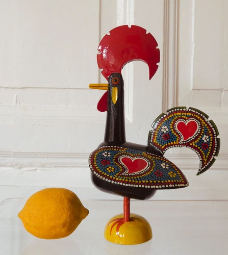 Galo de barcelos Hahn Holz Skulptur Figur Portugal Glücksbringer Vintage - Bild 8 von 9