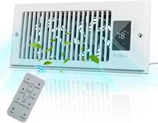 Register Booster Fan 4"x10", 10-Speed Quiet Vent Fan with Negative Ion, Thermost