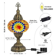 Decorative Turkish Mosaic Table Lamp   LED Bulb Gift Included