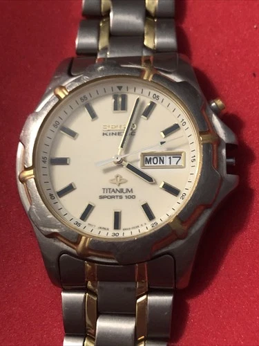 Vintage Seiko Kinetic Sport 100 Two Tone 100 Meters Water Resistance For Parts