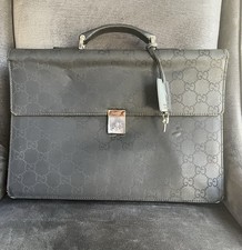 Vintage Gucci Black GG Monogram Nylon Briefca...