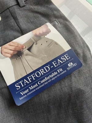 Stafford Ease Men's Pants Comfortable Fit, Tan, 40x34 Grey Brand New