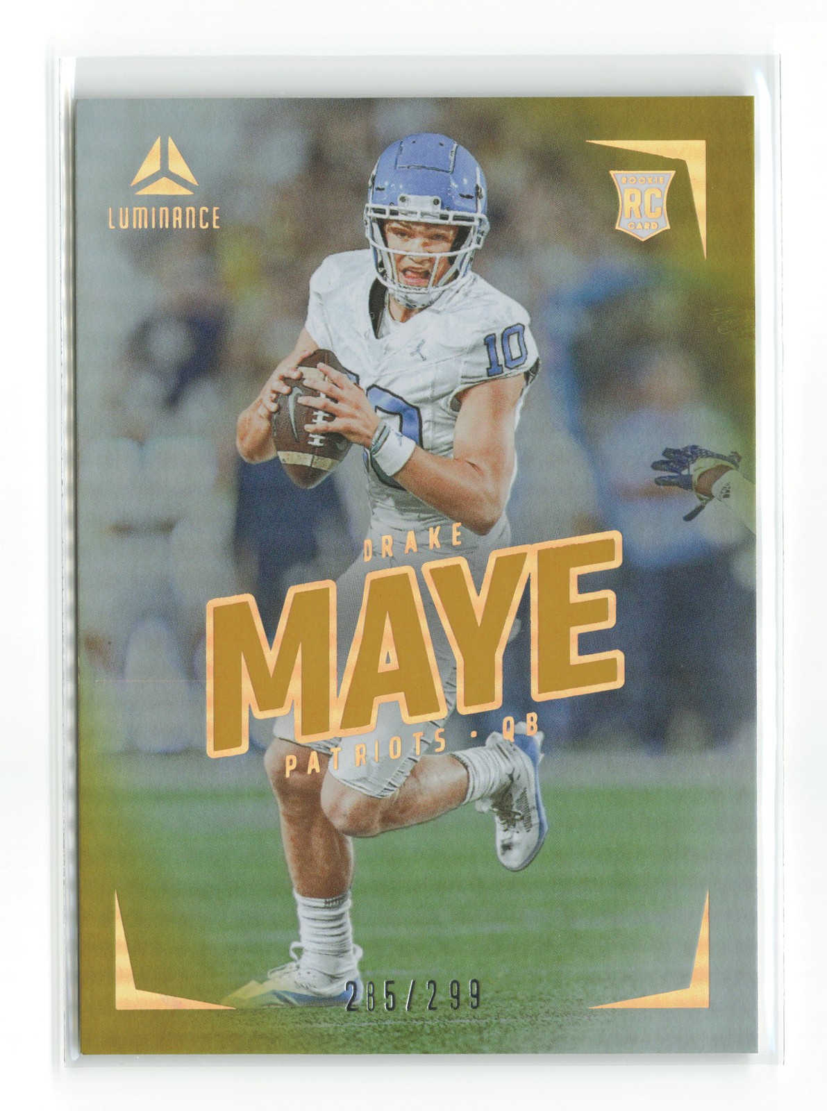 2024 PANINI LUMINANCE DRAKE MAYE #103 GOLD /299 RC PATRIOTS