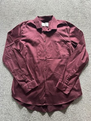 Mens Father Sons Shirt, Size 4XL, Purple, Long Sleeve, Slim Fit, Stretch, (G10)