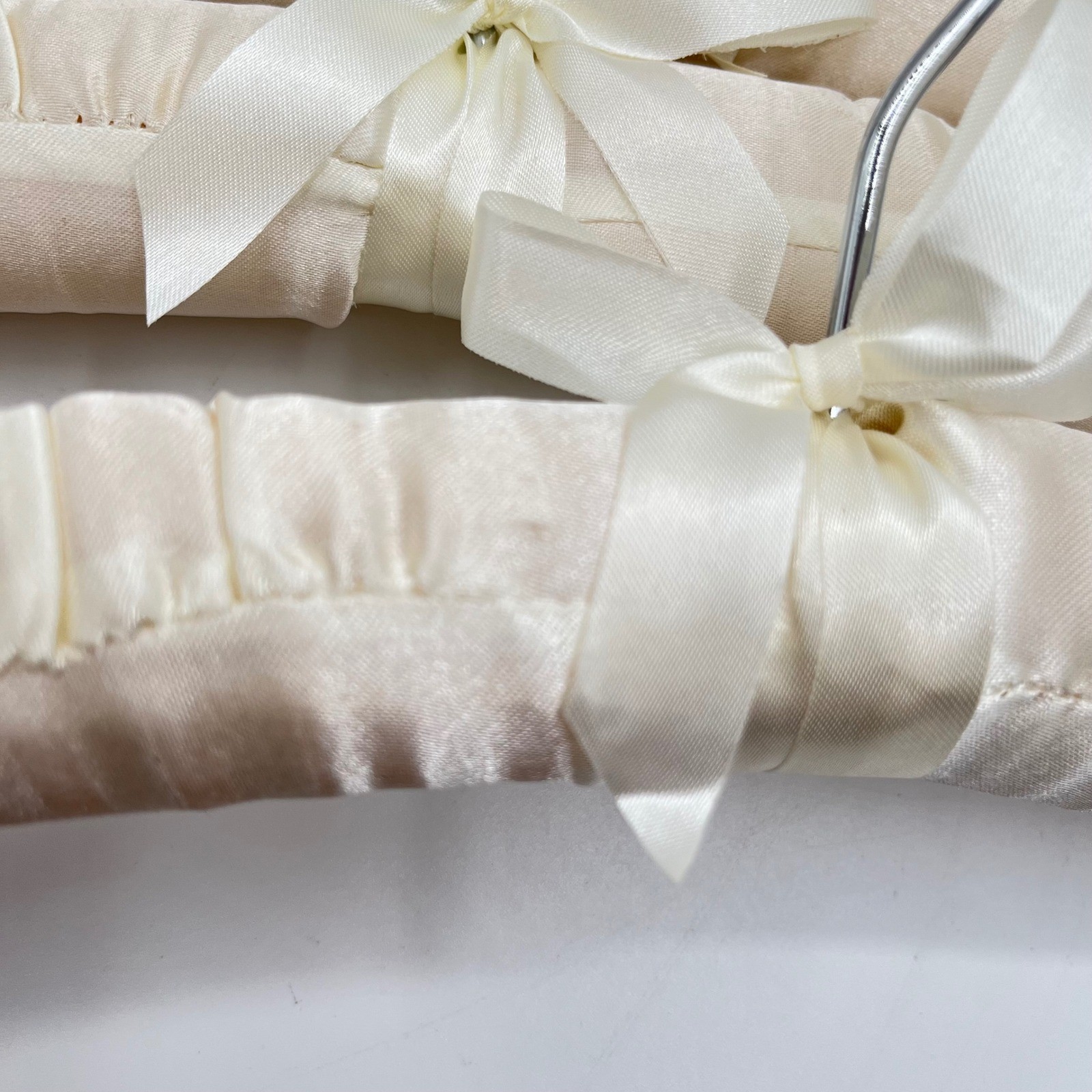 Padded Hangers 6 Pack Ivory Satin Fabric Clothes Hangers with Bows