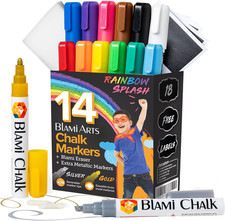 Liquid Chalk Markers Washable -14 Ink Pens Extra Gold and Silver Colors - Chal