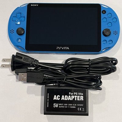 PS Vita 青 本体と充電器付き Aqua Blue Sony PS Vita 2000 System w/ Charger - Tested Works