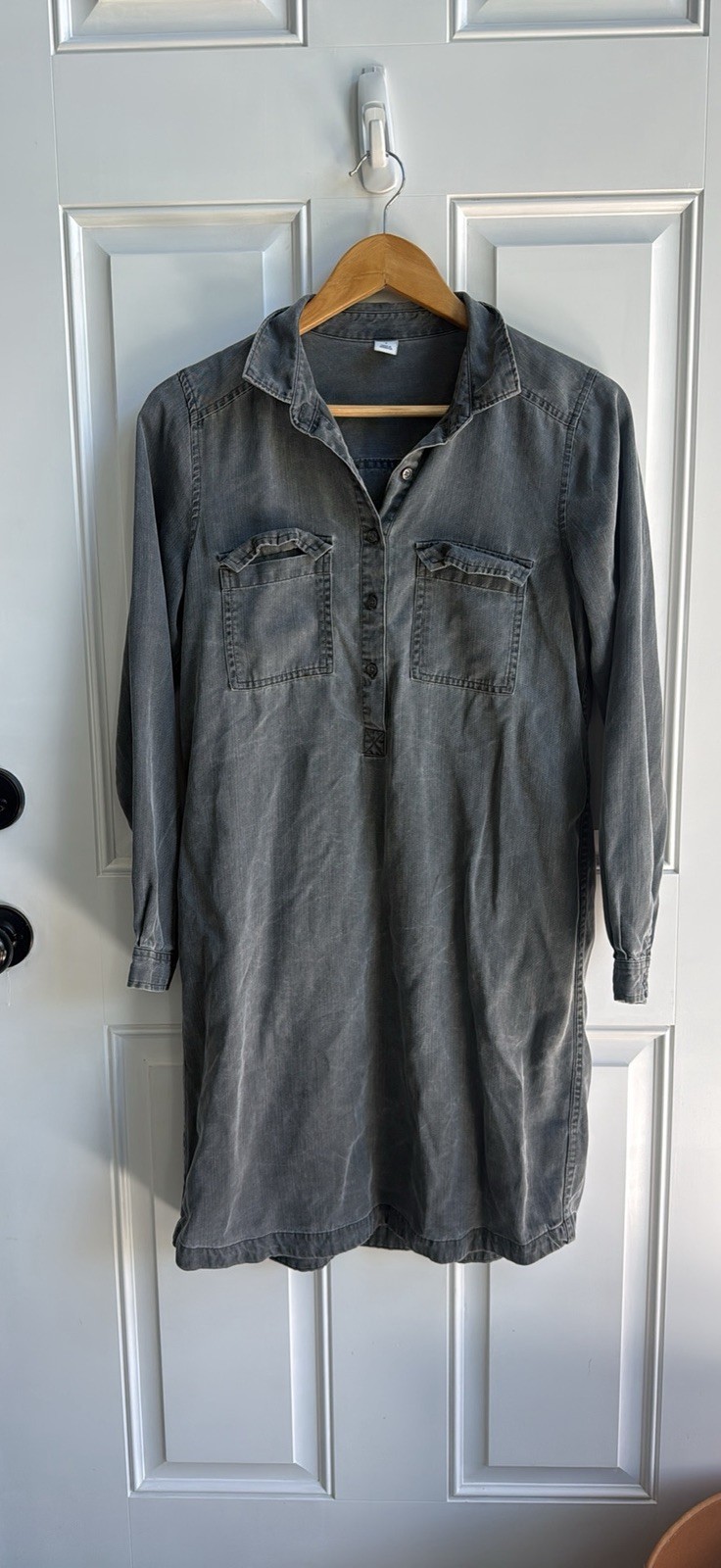Women’s Small Old Navy Gray Washed Denim Look Comfy Casual Tshirt Dress