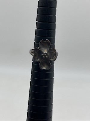 Vintage Dogwood Flower 5.5 Ring Adjustable Artisan Detail Circa 1940s-50s