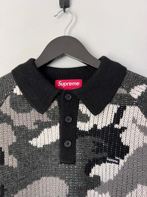 Supreme Small Box Logo Polo Sweater - Size Large - Black Camo | eBay