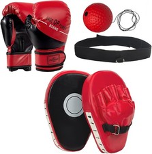 3-in-1 Kids Boxing Gloves and Punching Mitts Set, Boxing Pads with Boxing Ref...
