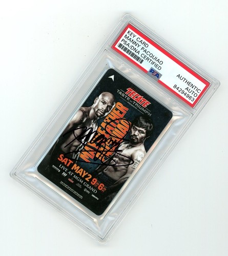 RARE MANNY PACQUIAO vs FLOYD MONEY MAYWEATHER AUTO MGM KEY CARD PSA AUTH BOXING