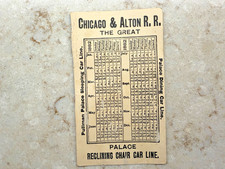 Chicago & Alton Railroad 1882 Victorian Trading Card Time Table