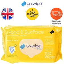 Unwipe Pack of 100 Clinical Sanitising Disinfectant Wipes - Pack of 1