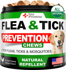 Vet Promise All Natural Flea and Tick Prevention Treatment for Dogs. 120 Chews.