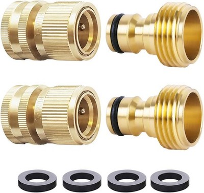 2PCS Garden Hose Quick Connect Solid Brass Fitting for Water Hose Use