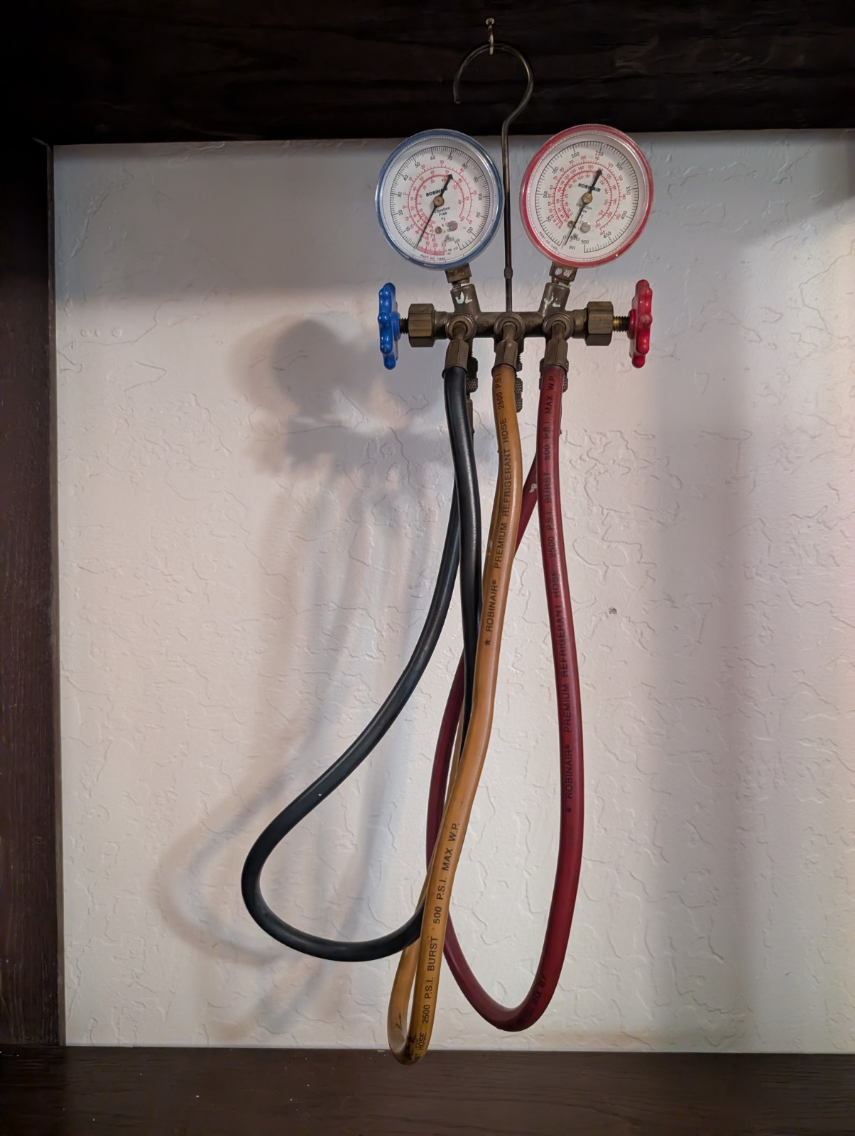 Vintage Robinair Side-Wheel Exhaust Manifold A/C HVAC Gauge Set R22 R502 w/Hoses