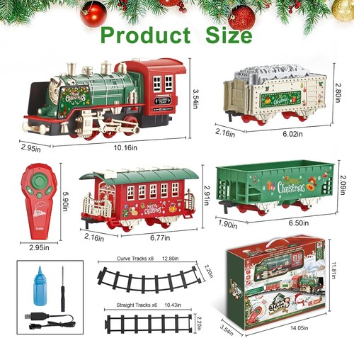 Electric Train Set Kids Ages 3-8 Remote Control Steam Christmas Tree Train - Picture 3 of 7