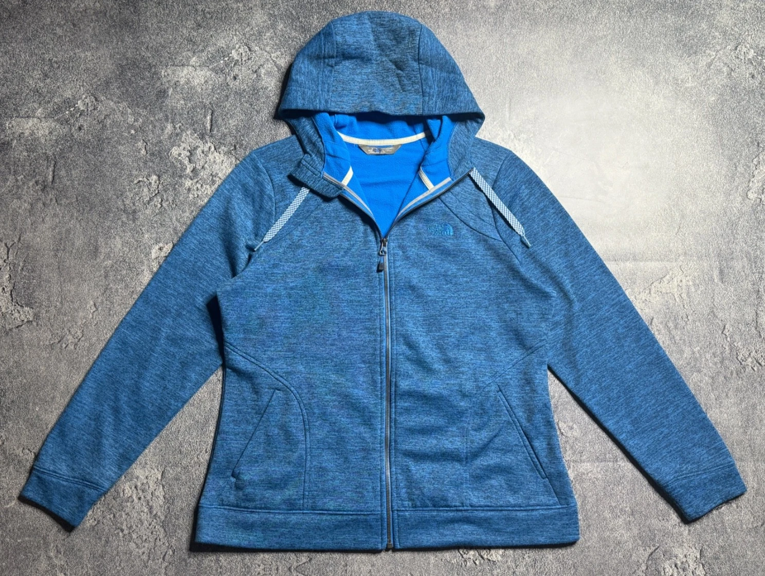 The North Face Women’s XL Blue Full Zip Hoodie Fleece Jacket Outdoor Lightweight