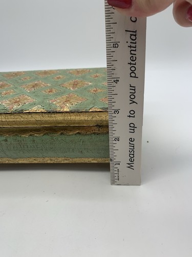 ITALIAN FLORENTINE Gold Gilt Jewelry Box Diamond Design Mid 20th Century 💚 - Bild 11 von 11