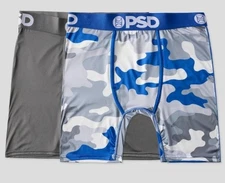 New PSD Mens  XL (40-42") Boxer Briefs 2pk - Blue Camo & Gray