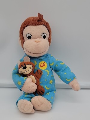 Rare Curious George Stars Bananas Pajamas 7  Tall Holding Teddy Bear Plush Toy 