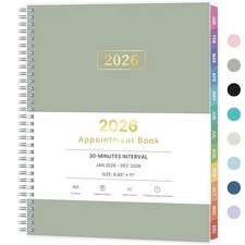 2026 Appointment Book, 30 Minutes-Hourly, Weekly ＆ Monthly Calendar Planner 