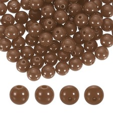 100pcs Deep Brown Acrylic Round Beads 10mm Plastic Resin Loose Bead