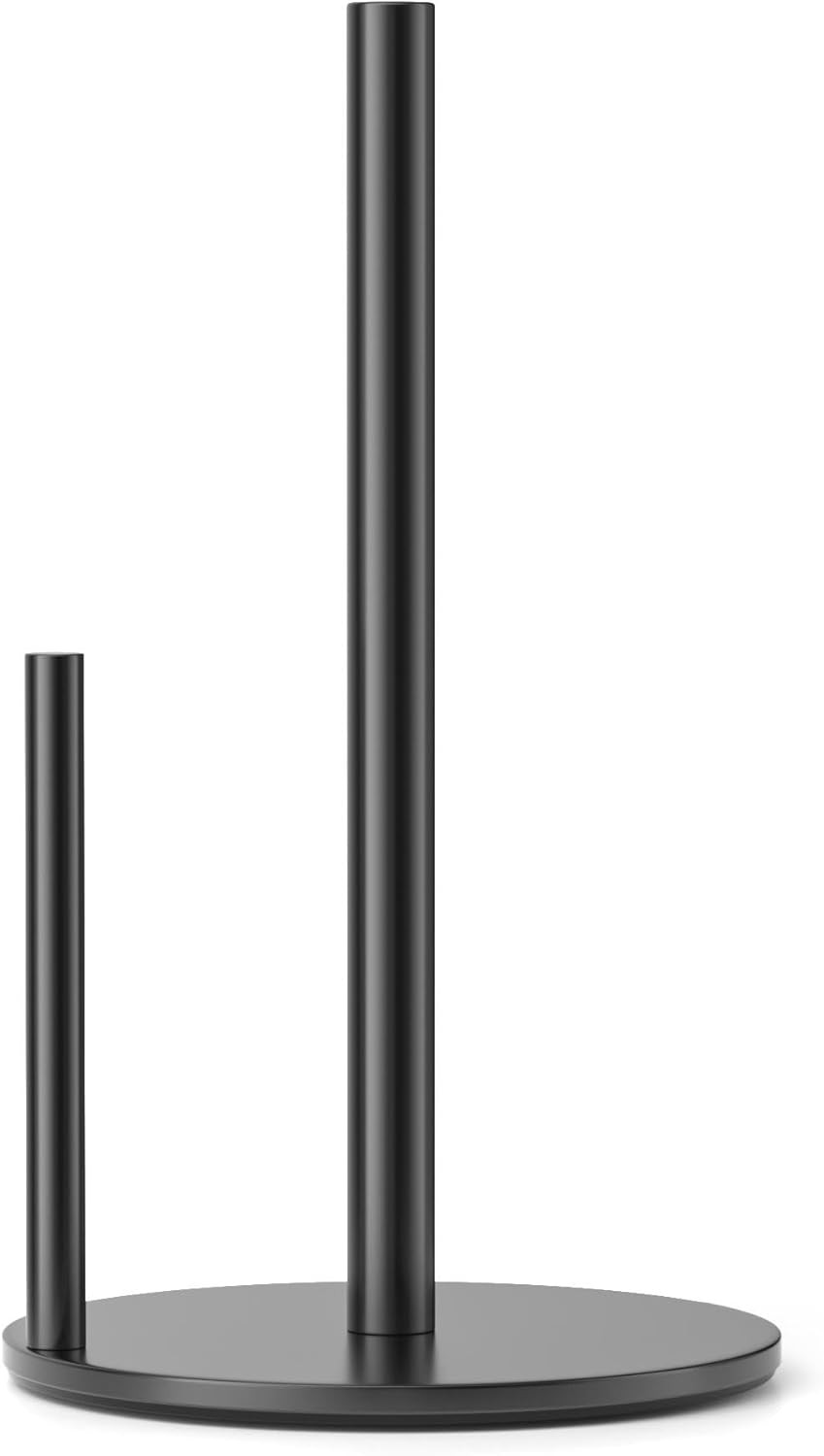 Black Stainless Steel Paper Towel Holder, Countertop Kitchen Roll Dispenser with