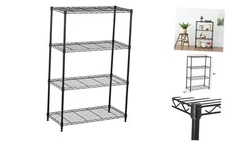  4 Tier Wire Shelving Unit Storage Rack, Metal Heavy 4 Tier - 14"W x 30"L Black