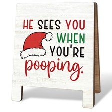 FLVGE Funny Christmas Bathroom Decor, He Sees You 10x8 in, 01-Christmas 02