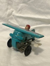 TRAINING PLANE Vintage Wind Up Tin Litho Toy Airplane
