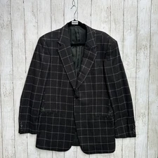 Armani Collezioni Blazer Mens 42L Gray Windowpane Cashmere Made in Italy 1C28D0