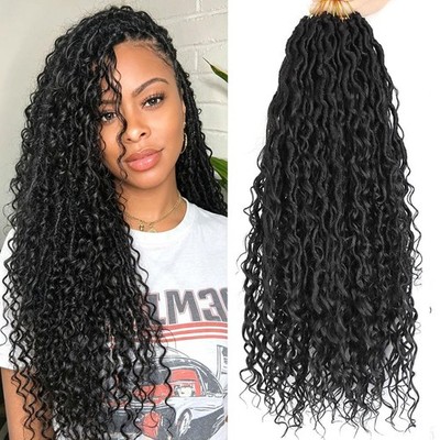 LMZIM 24'' Goddess Locs Crochet Hair Faux Locs Curl Ends for Black Women