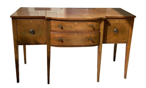 Antique Federal Style Crotch Mahogany Inlaid Sideboard Buffet