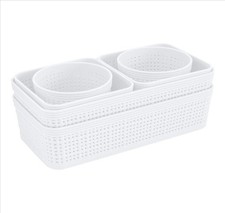 6 Piece Organizing Set Multiple Size Bins Multipurpose Office Desk