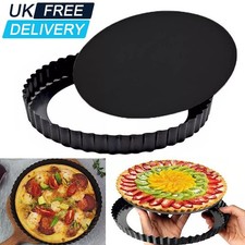 9" Non-Stick Round Tart Pan Baking Tray Flan Quiche Tin Fluted Removable Bottom