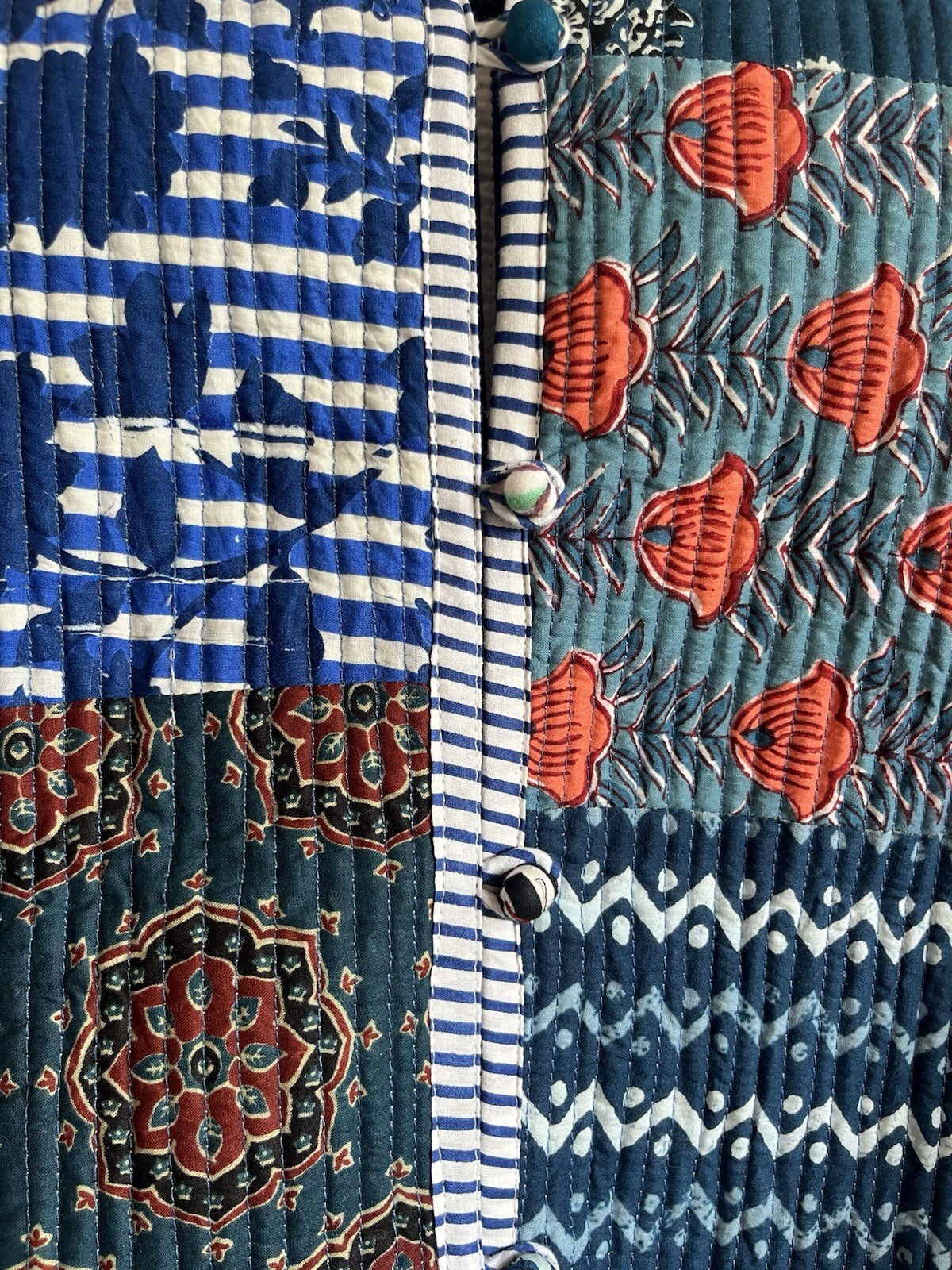 Blue Multi quilted jacket, Patchwork Jacket, Flor… - image 3