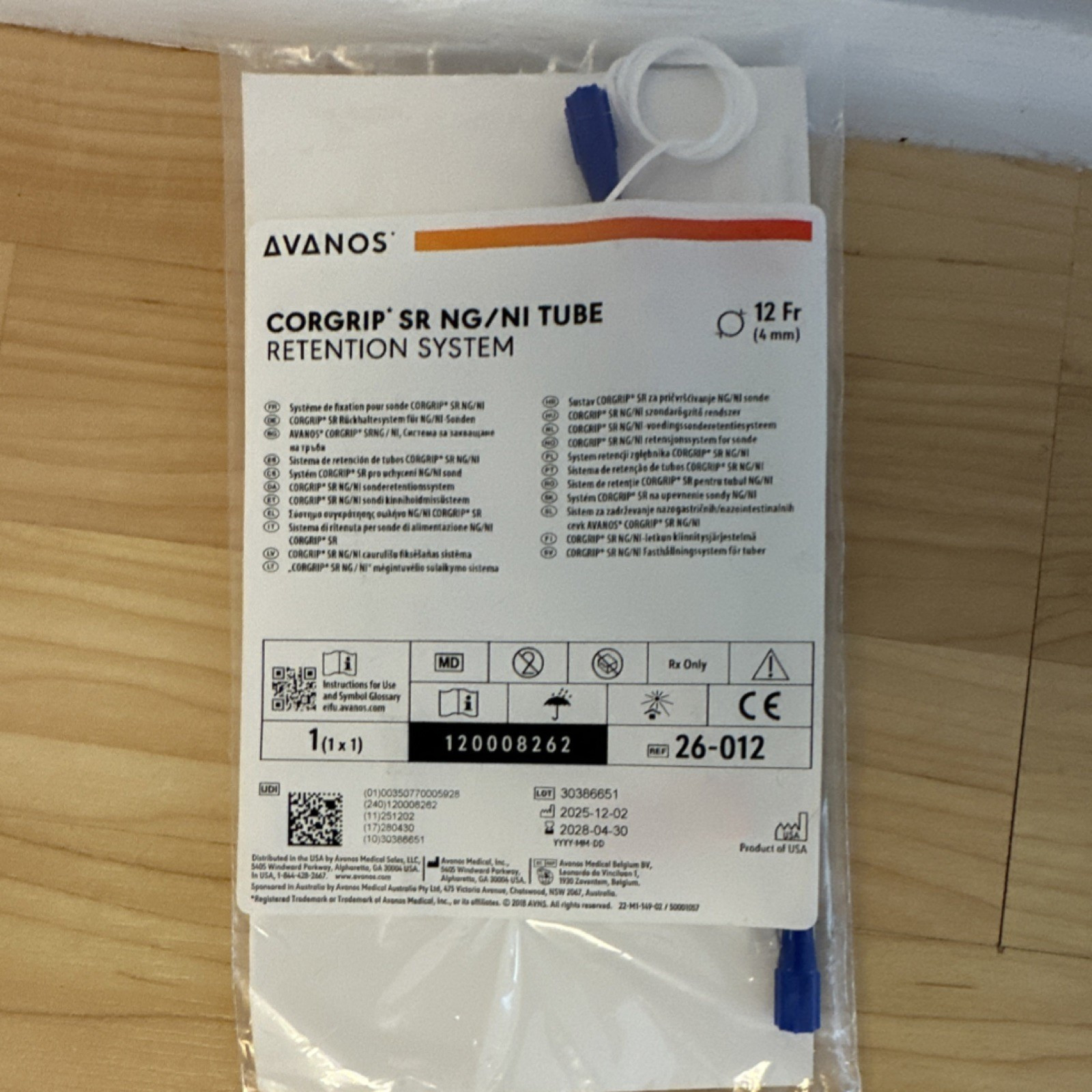 Avanos CORGRIP SR NG/NI Tube Retention System 26-012