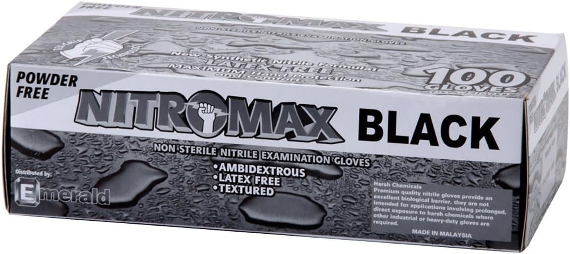 Emerald Nitromax Black X-Large Gloves 100 Count Pack of 1 1085