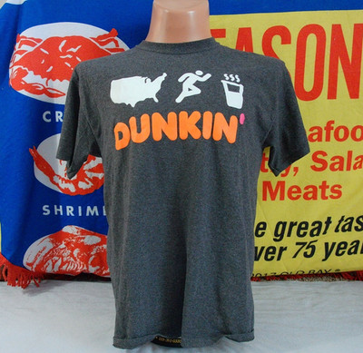 DUNKIN DONUTS Employee Work t Shirt Men's Large Fresh Coffee AMERICA RUNS ON