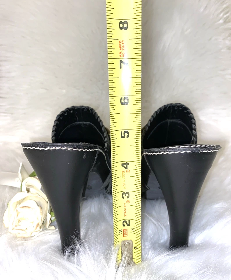 Coach Women Katryna Black Leather Casual Fringed Mule Shoes Size 10B Chic Luxury - Image 3 of 4