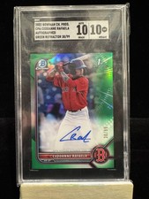 Ceddanne Rafaela 2022 Bowman Chrome Green Refractor Auto 1st RC /99 SGC 10/10